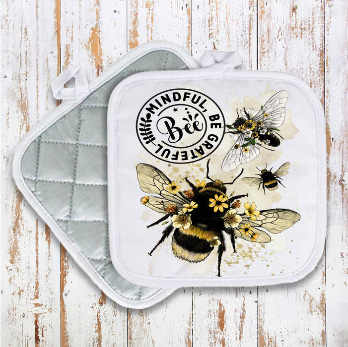 Bee Mindful Be Grateful Spiritual Pot Holder Oven Mitt