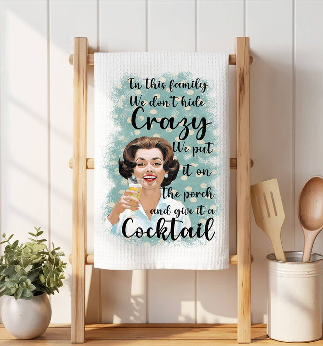 Retro Funny We Don't Hide Family Waffle Weave Towel