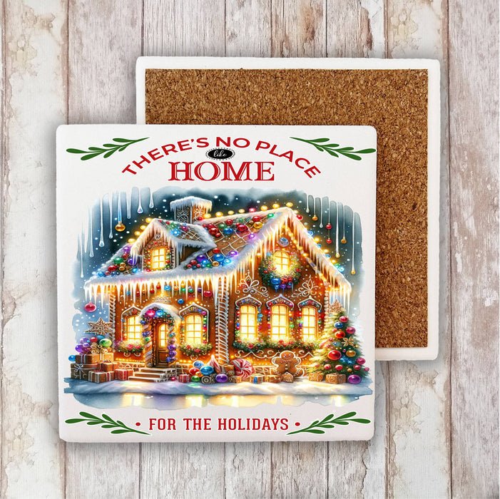 Christmas No Place Like Home Gingerbread Stone Coaster