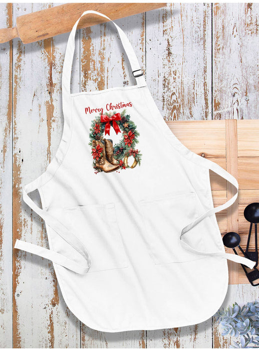 Country Christmas Poinsetta Western Apron