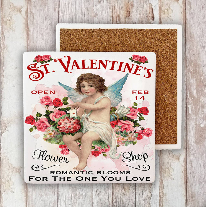 Vintage Cupid Angel St. Valentine's Stone Coaster