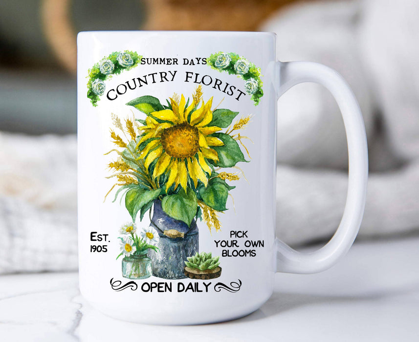 Country Florist Summer Sunflower  Coffee Mugs