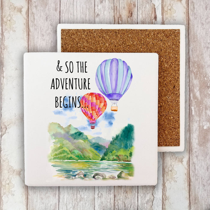Hot Air Balloons The Adventure Begins Stone Coaster