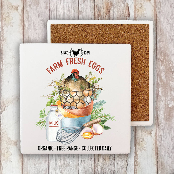 Farm Fresh Eggs Farmers Market Stone Coaster