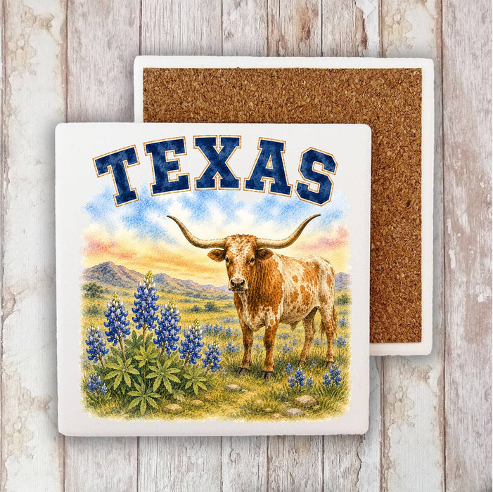 Texas State Bird and Animal Stone Coaster