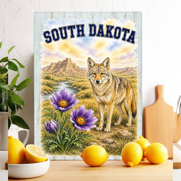 South Dakota State Bird and Animal Glass Cutting Board