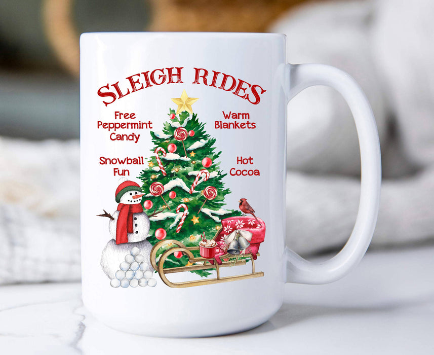 Christmas Sleigh Rides Snowman Coffee Mug