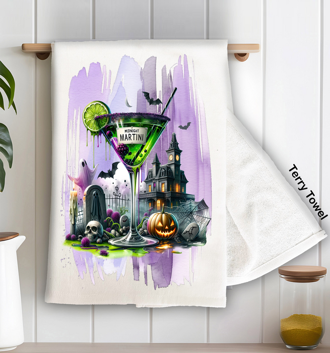 Halloween Midnight Martini Kitchen Terry Towel