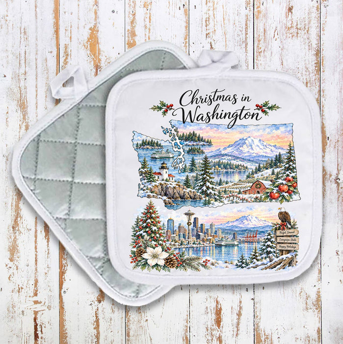 Christmas in Washington State Map Pot Holder