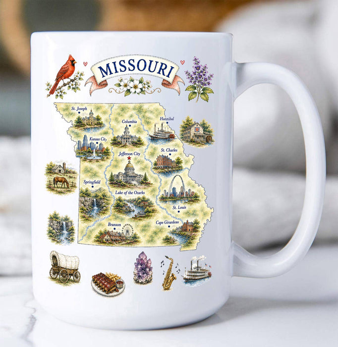 Missouri State Map Landmark Coffee Mug