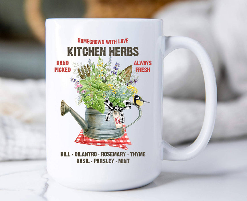 Homegrown  Herbs Basil Cotton Coffee Mugs