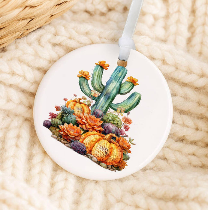 Fall Pumpkin Saratoga Cactus Flowers  Ornament