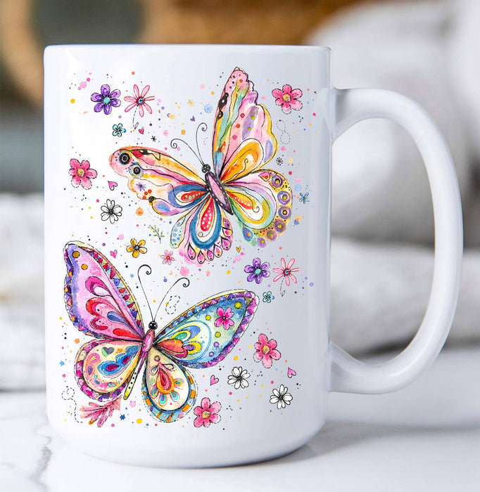 Whimsical Colorful Butterflies Coffee Mug