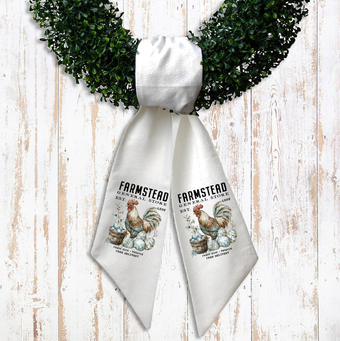 Rooster Easter Eggs Farmstead Wreath Sash