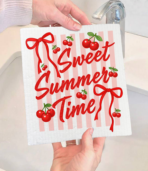 Sweet Summer Time Cherry Swedish Dishcloth