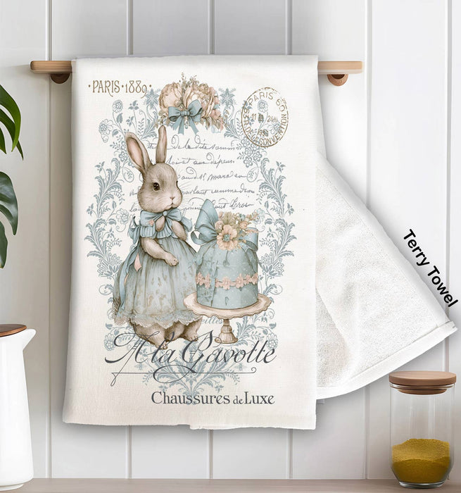 Shabby Chic French Easter Bunny Kitchen Terry Towel