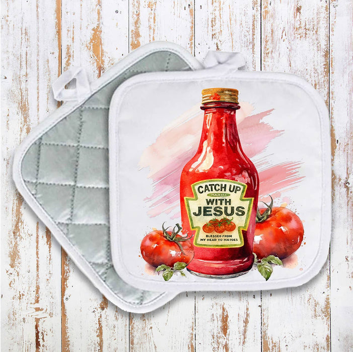 Catch Up with Jesus Spiritual Pot Holder Oven Mitt