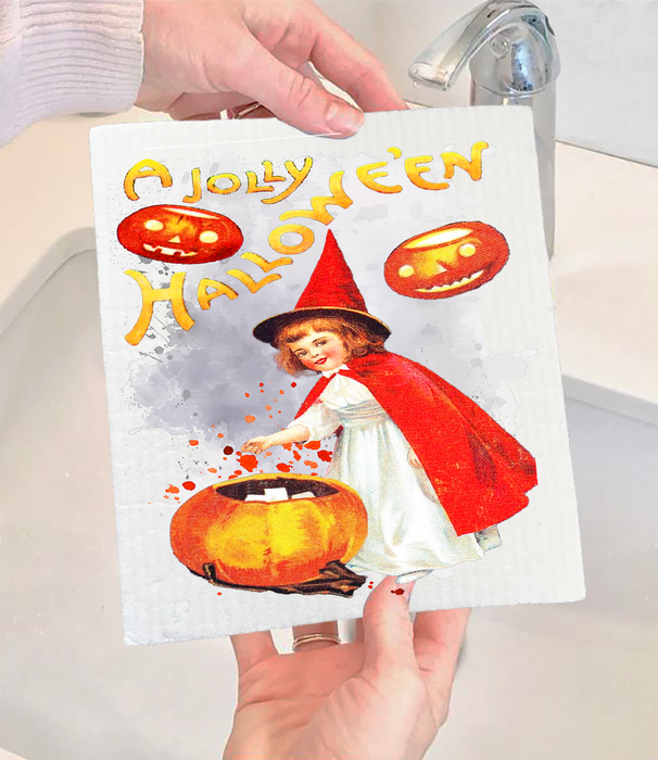 A Jolly Halloween VintageSwedish Dishcloth