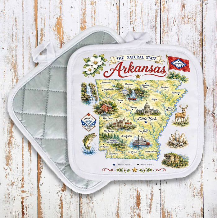 Arkansas State Map Landmark Pot Holder
