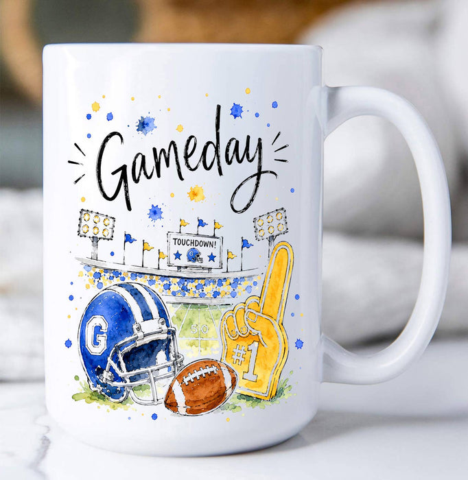 Gameday Football Royal Blue & Gold Coffee Mug