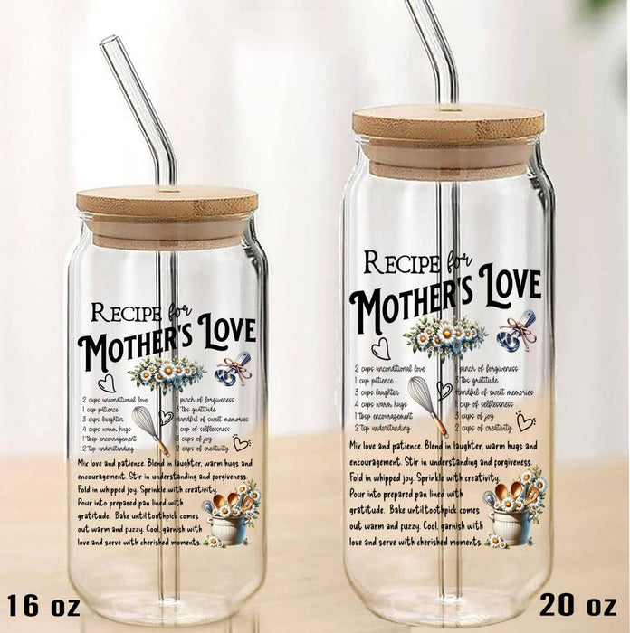 Mother's Love Recipe Can Glass with Lid Straw
