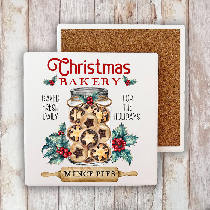 Christmas Bakery Cookies Mince Pie Stone Coaster