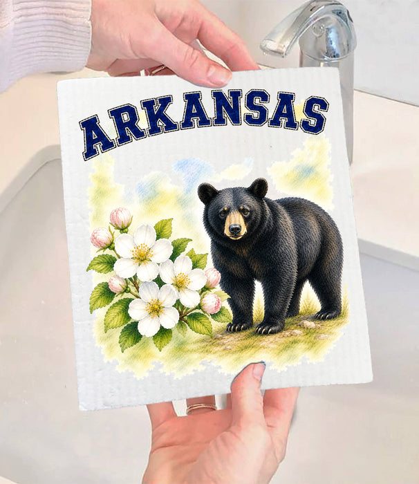 Arkansas State Bird and Animal Swedish Dishcloth