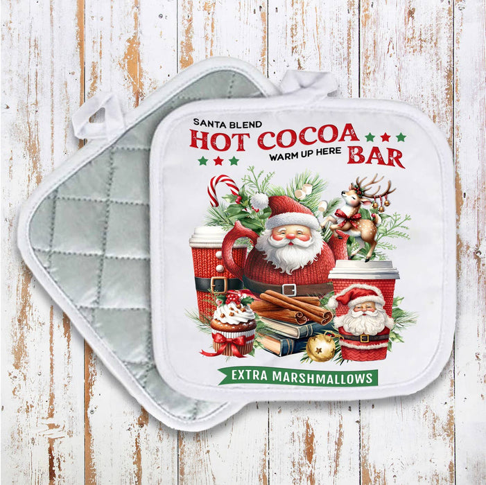 Christmas Santa Hot Cocoa Bart Pot Holder Oven Mitt