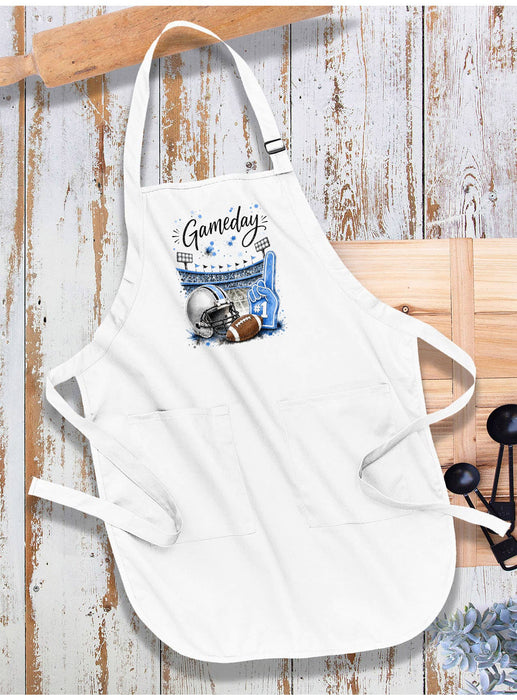 Gameday Football Silver & Light Blue Apron