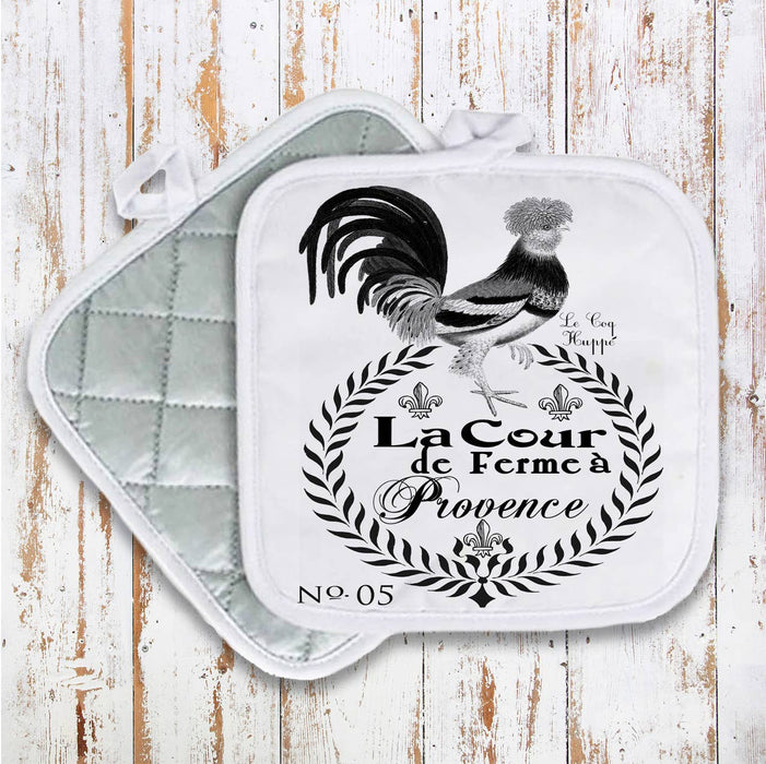 French Country Farm,  Rooster, Pot Holder Oven Mitts