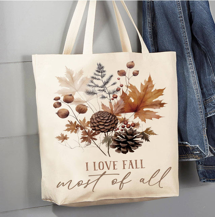 Autumn Love Fall Most of All Canvas Tote Bag