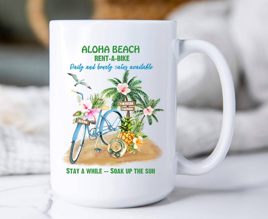 Aloha Beach Ocean Rent A bike Coffee Mug