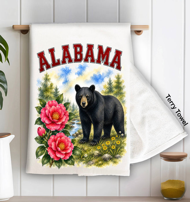 Alabama State Bird and Animal Kitchen Terry Towel