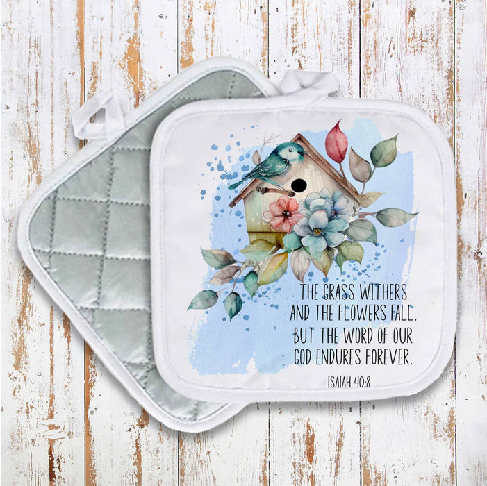 Spiritual The word of God Endures Pot Holder Oven Mitt