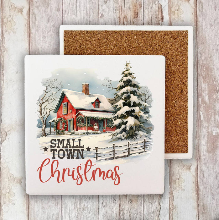 Small Town Christmas Stone Coaster
