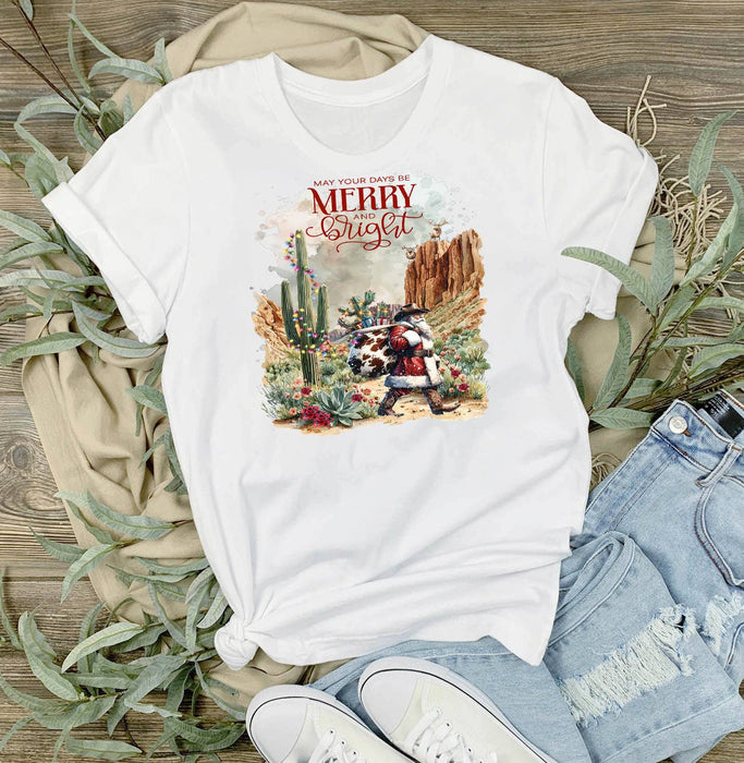 Christmas Cowboy Santa Cactus Desert T-Shirt