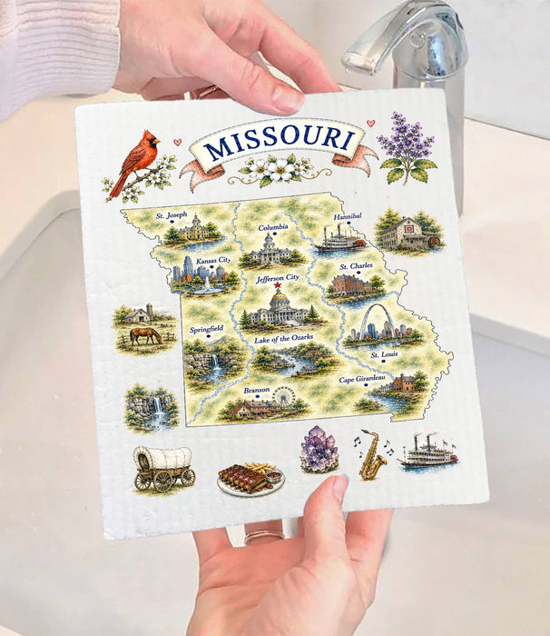 Missouri State Map Landmark Swedish Dishcloth
