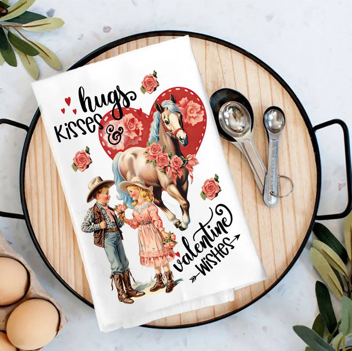 Vintage Western Cowboy Valentine Tea Towel