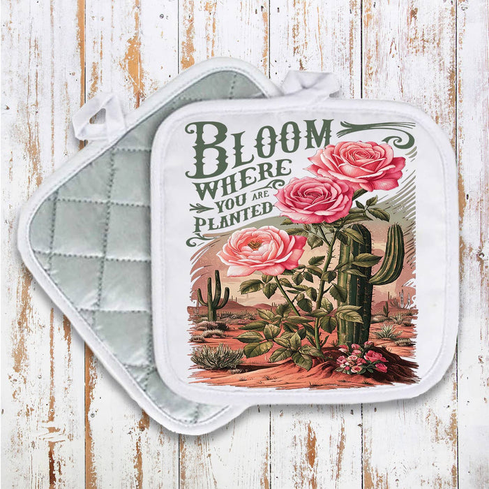 Bloom Where Planted Western Spiritual Pot Holder Oven Mitt