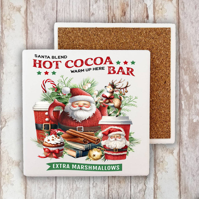 Christmas Santa Hot Cocoa Bar Stone Coaster
