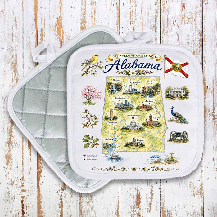 Alabama State Map Landmark Pot Holder