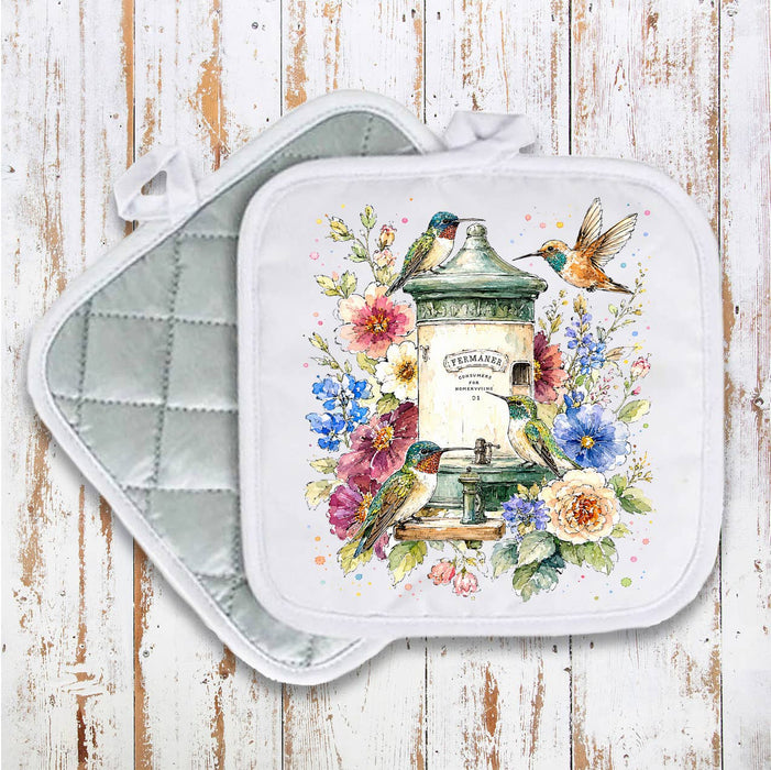 Spring Hummingbirds Flowers Feeder Pot Holder