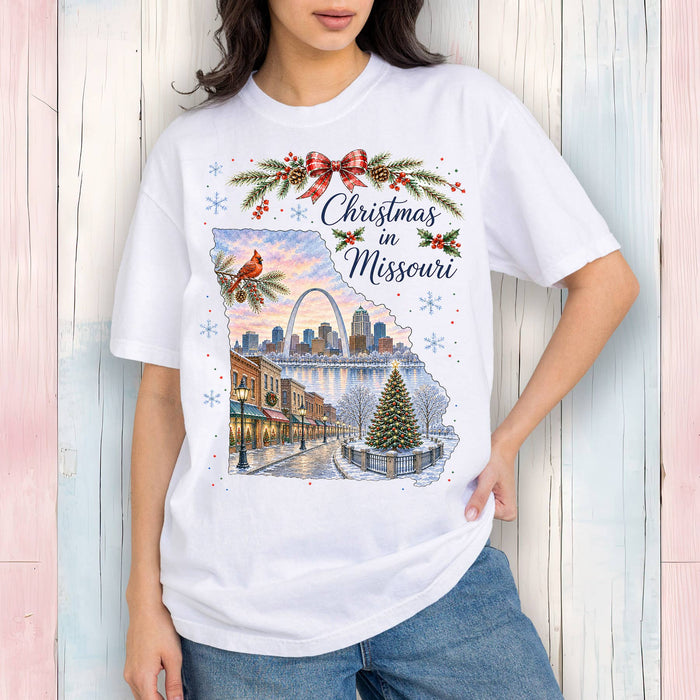Christmas in Missouri State Map T-Shirt