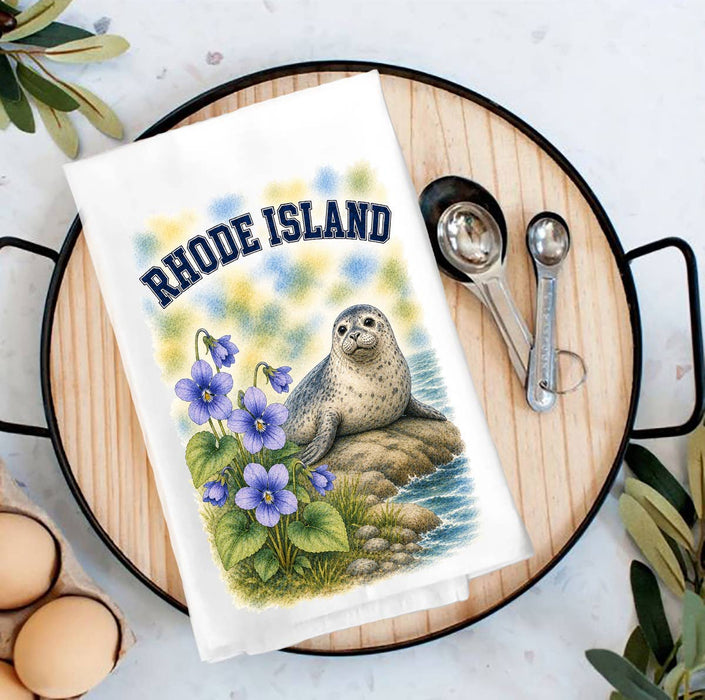 Rhode Island State Bird and Animal Tea Towel