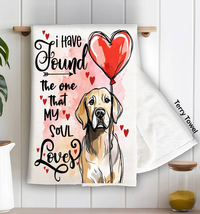 Dog Retriever Found My Love Valentine Terry Towel