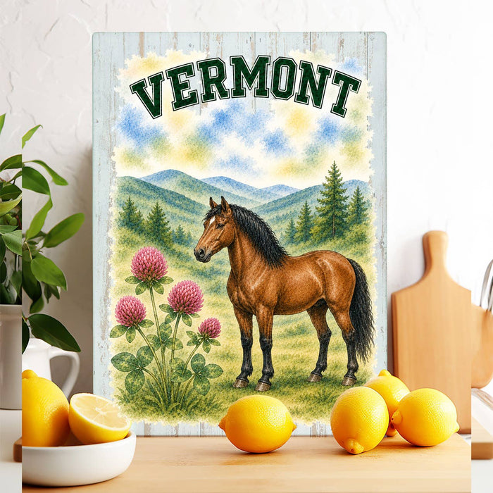 Vermont State Bird and Animal Glass Cutting Board