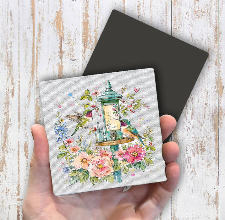 Spring Flowers Hummingbirds Magnet Fridge