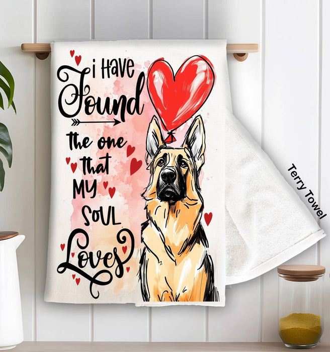Dog Shepherd Found My Love Valentine Terry Towel