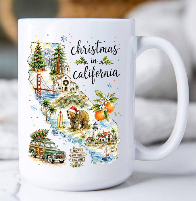 Christmas in California State Map Coffee Mug