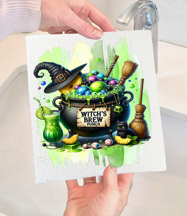 Halloween Witch's Brew Punch Swedish Dishcloth